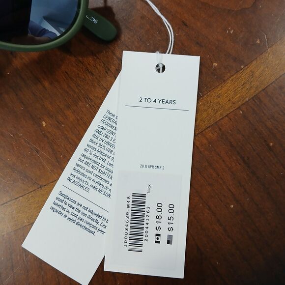 Janie and Jack Sunglasses Aviator Style Green Kids 2 to 4 Years Beach Reflective - Picture 4 of 4